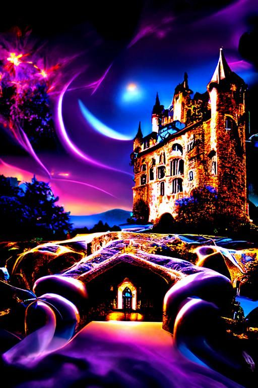Astral Castle Manor in a Visionary Art Style