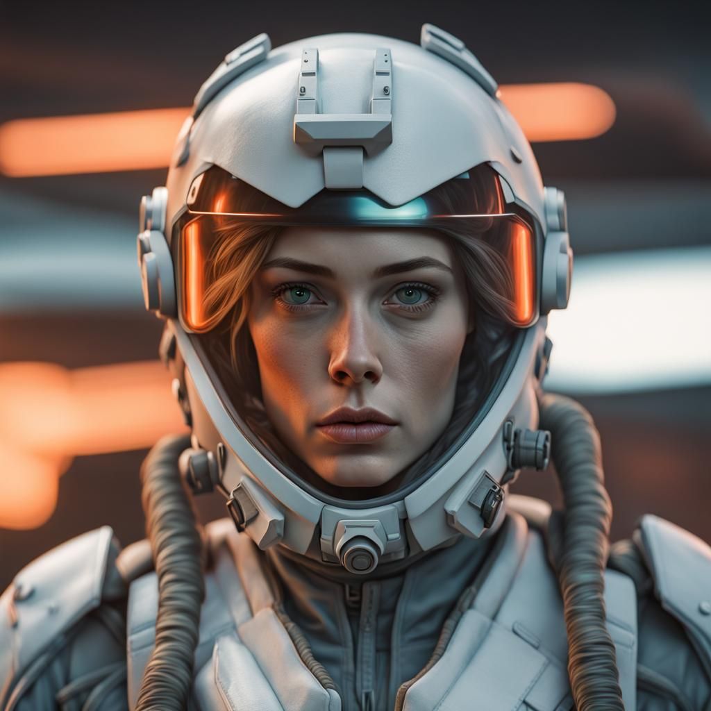 Futuristic Pilot Portrait in Hyperrealistic Style