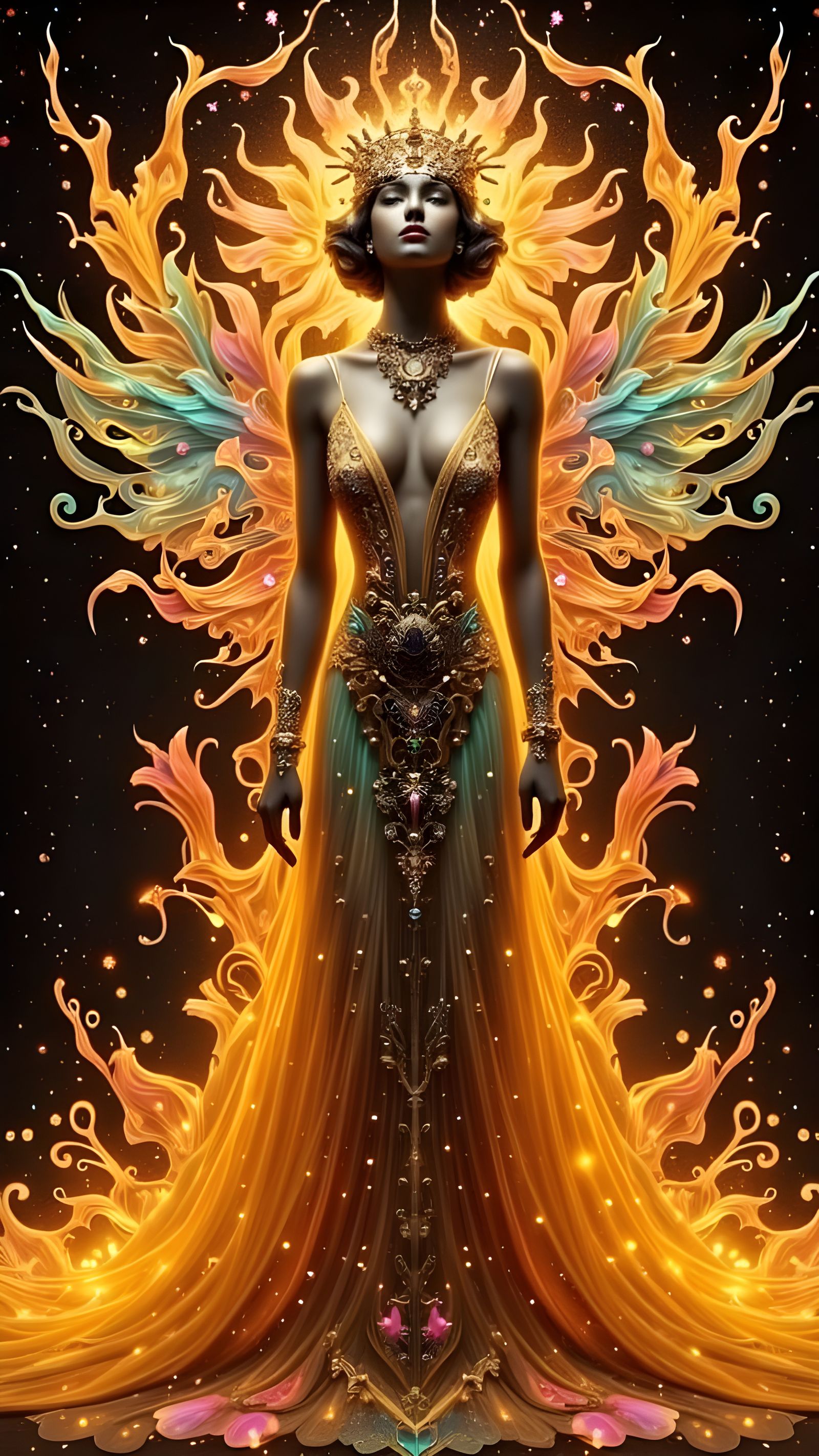 Majestic Hyperreal Robot Woman in Art Nouveau Style