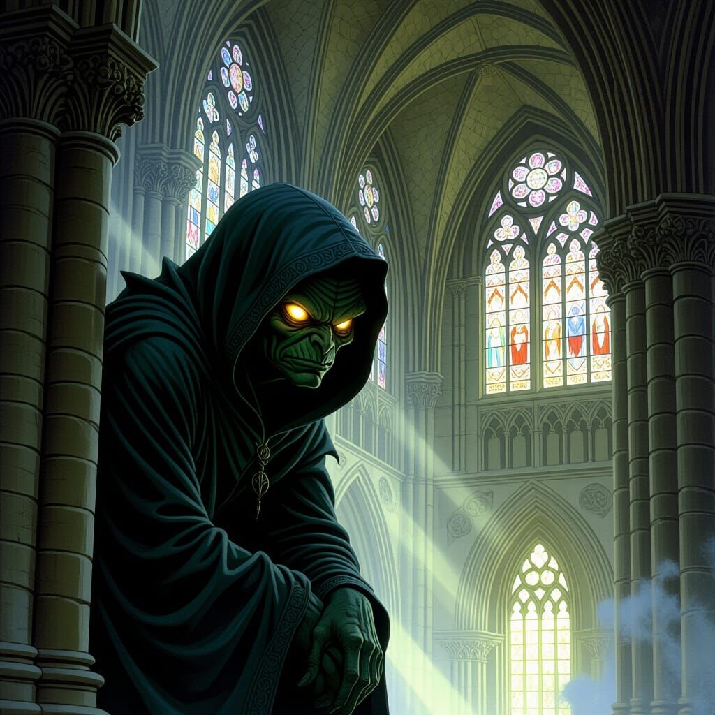 Gargoyle Gremlin in Gothic Cathedral Shadows