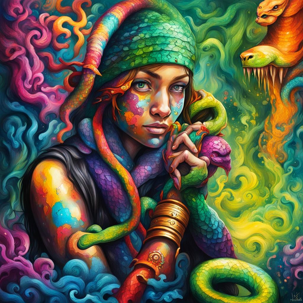 Shahmaran Snake Girl in Graffiti Street Art