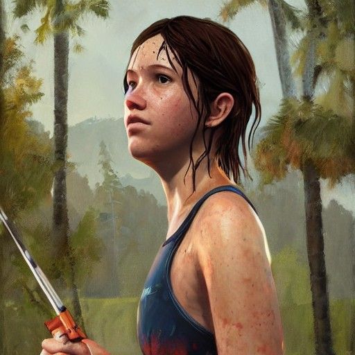 Ellie in Swimsuit: Oil Painting Artstation Style