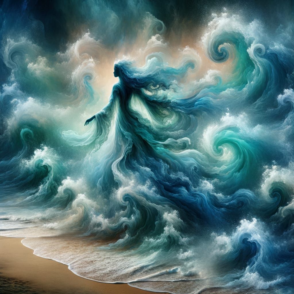Mystical Ocean Woman Emerging from the Sea