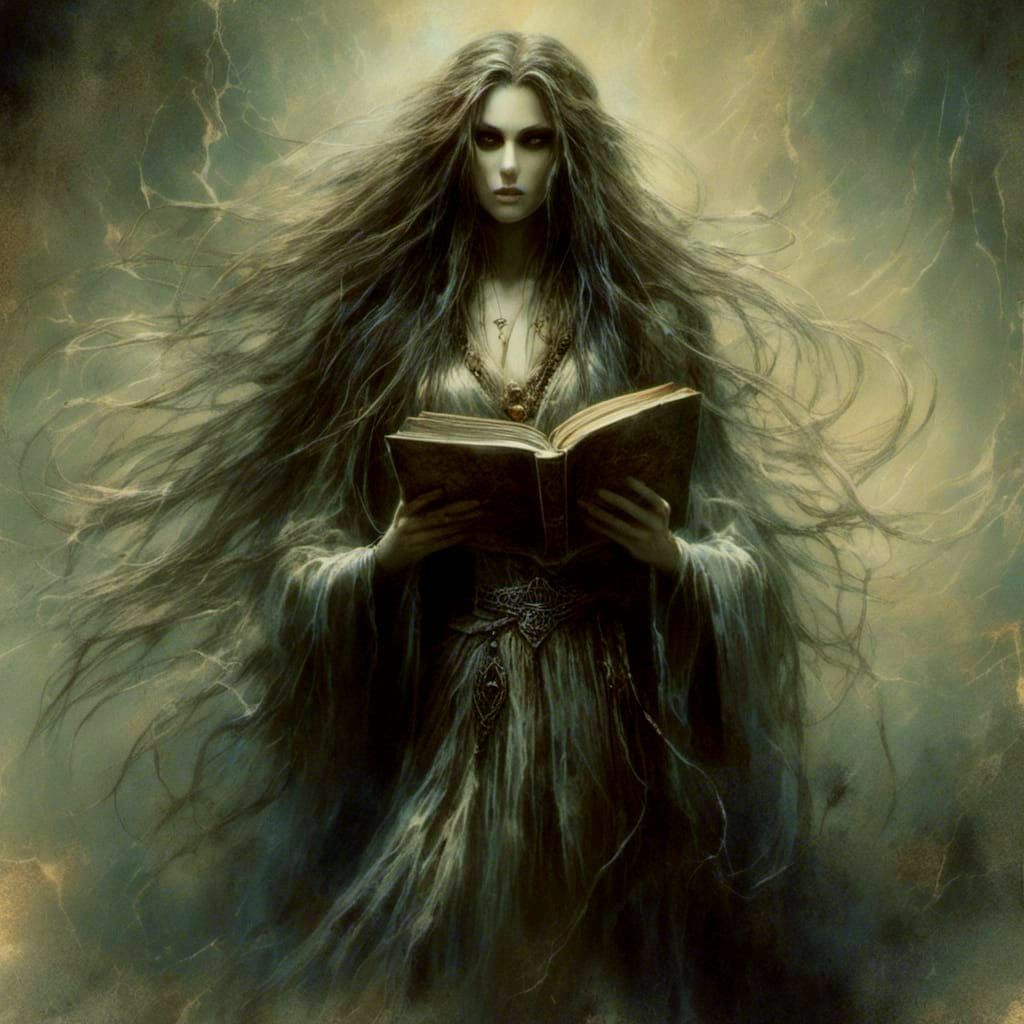 Ghost Librarian in Dark Fantasy Style