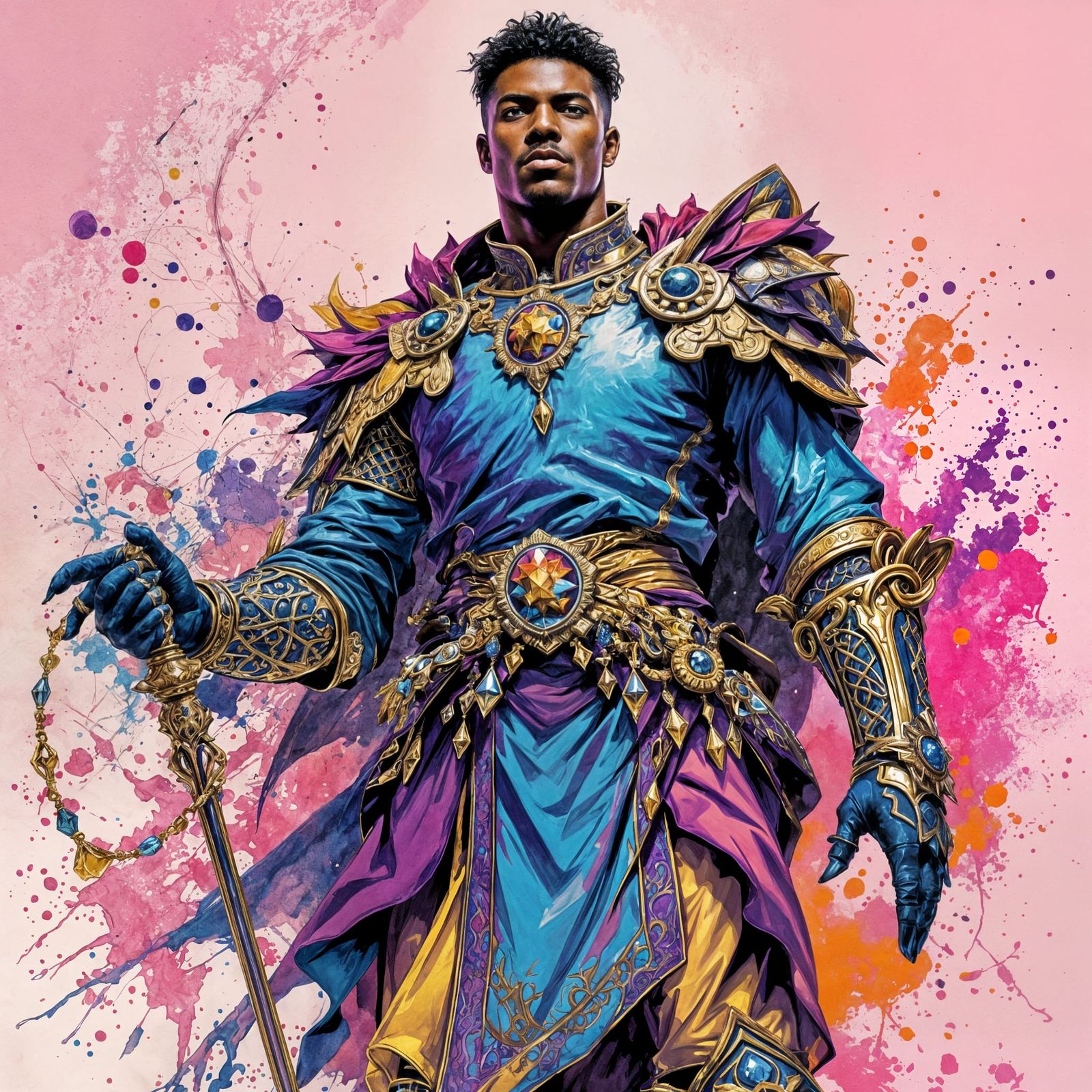 D&D Character: Handsome Man in Ornate Stage Armor