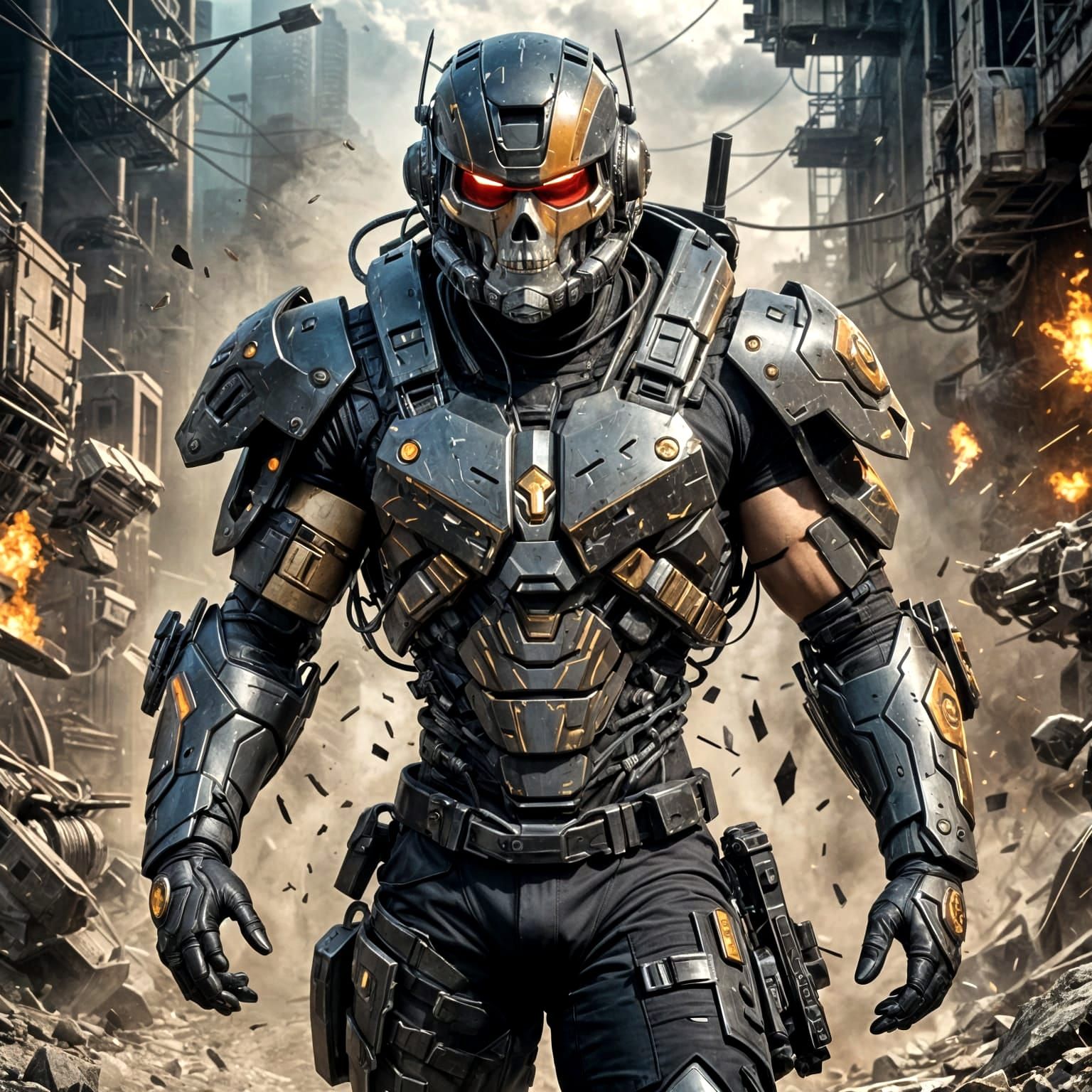 Cybernetic Commando in Futuristic Mech Armor