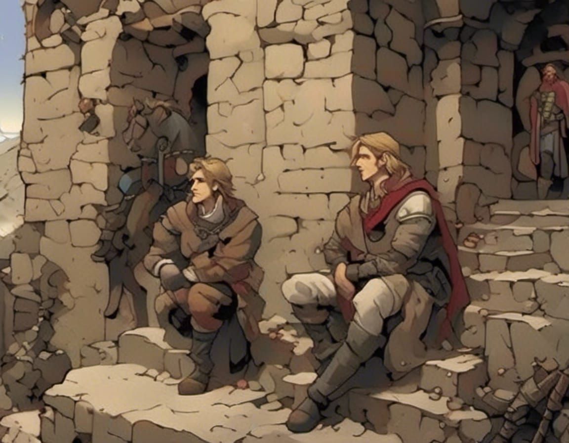 Hind Horn and Beggar in Maxfield Parrish Style