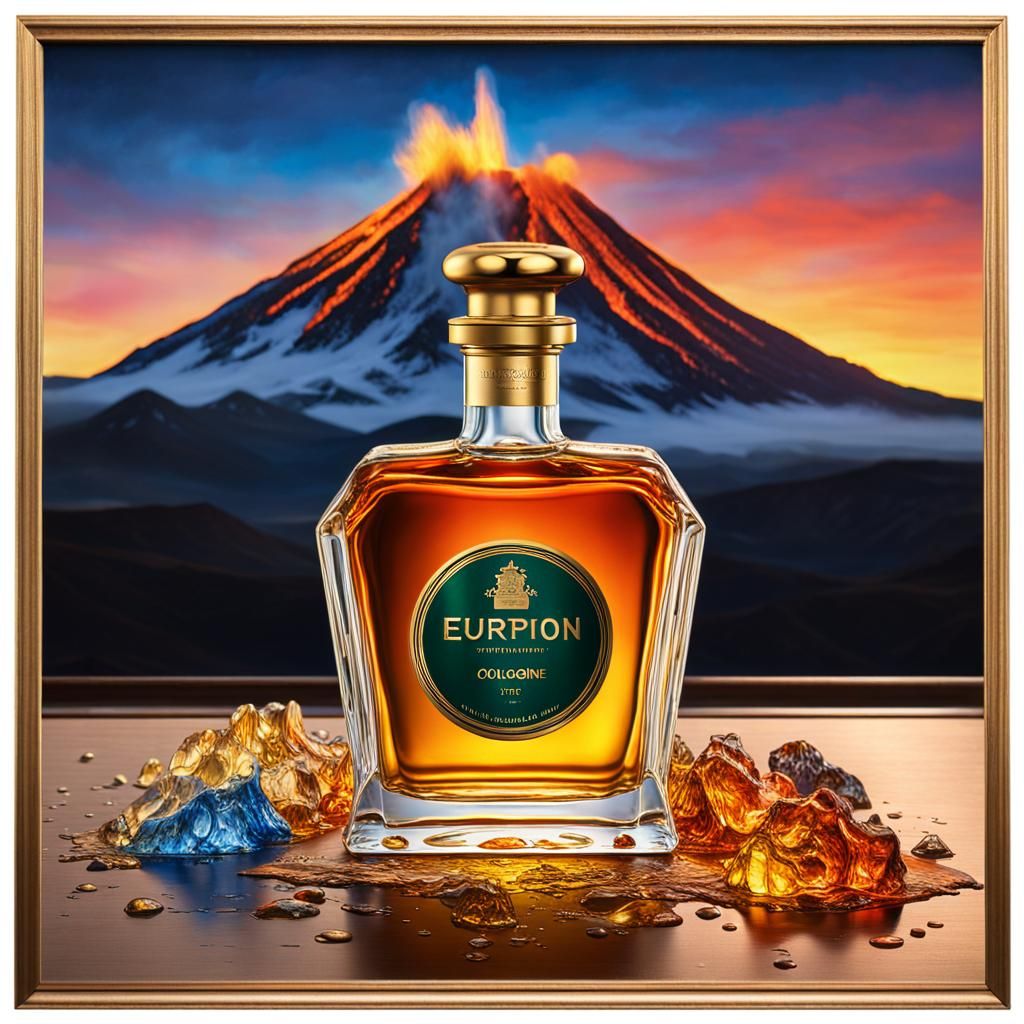 Volcano Cologne Bottle on Edwardian Desk, Splash Art