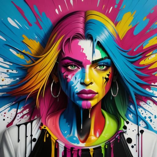Colorful Humorous Portrait in Graffiti Art Style