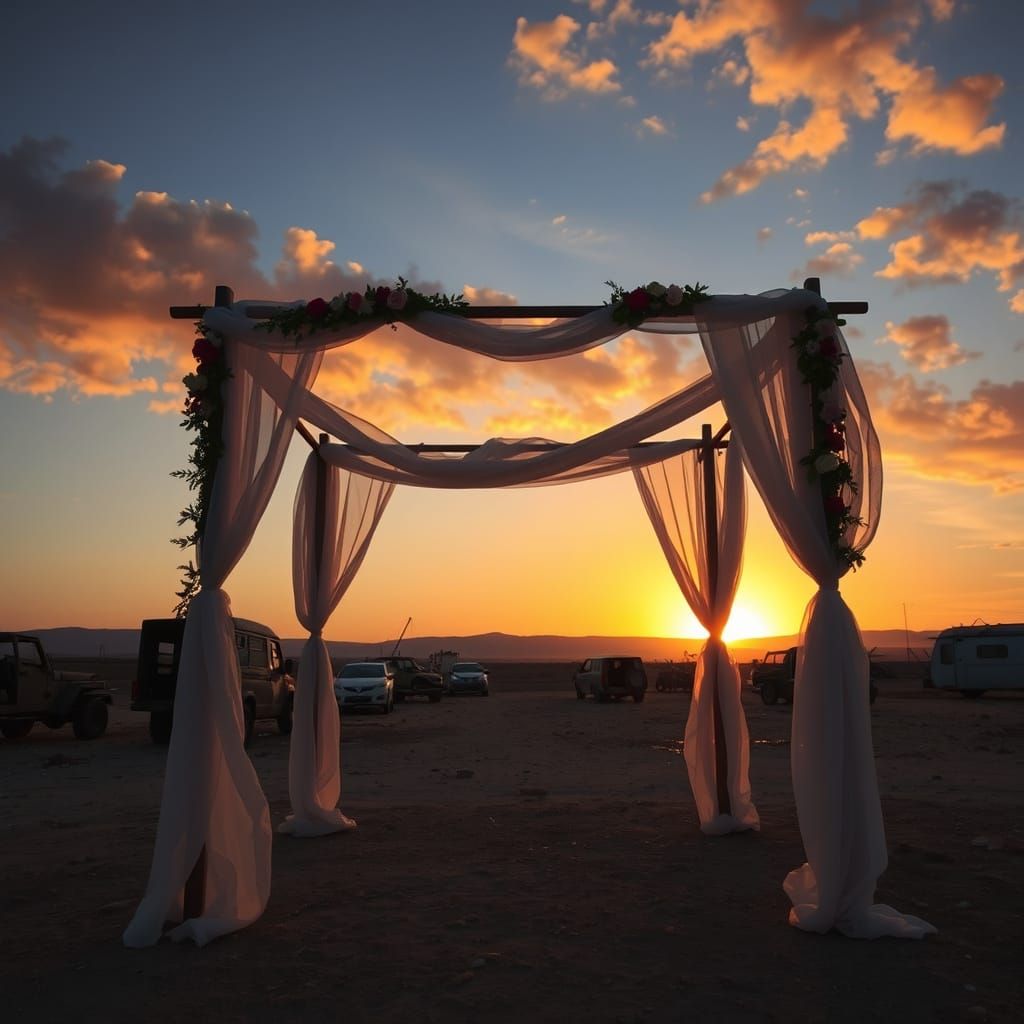 Hope and Resilience in Ruins: A Symbolic Wedding Chuppah