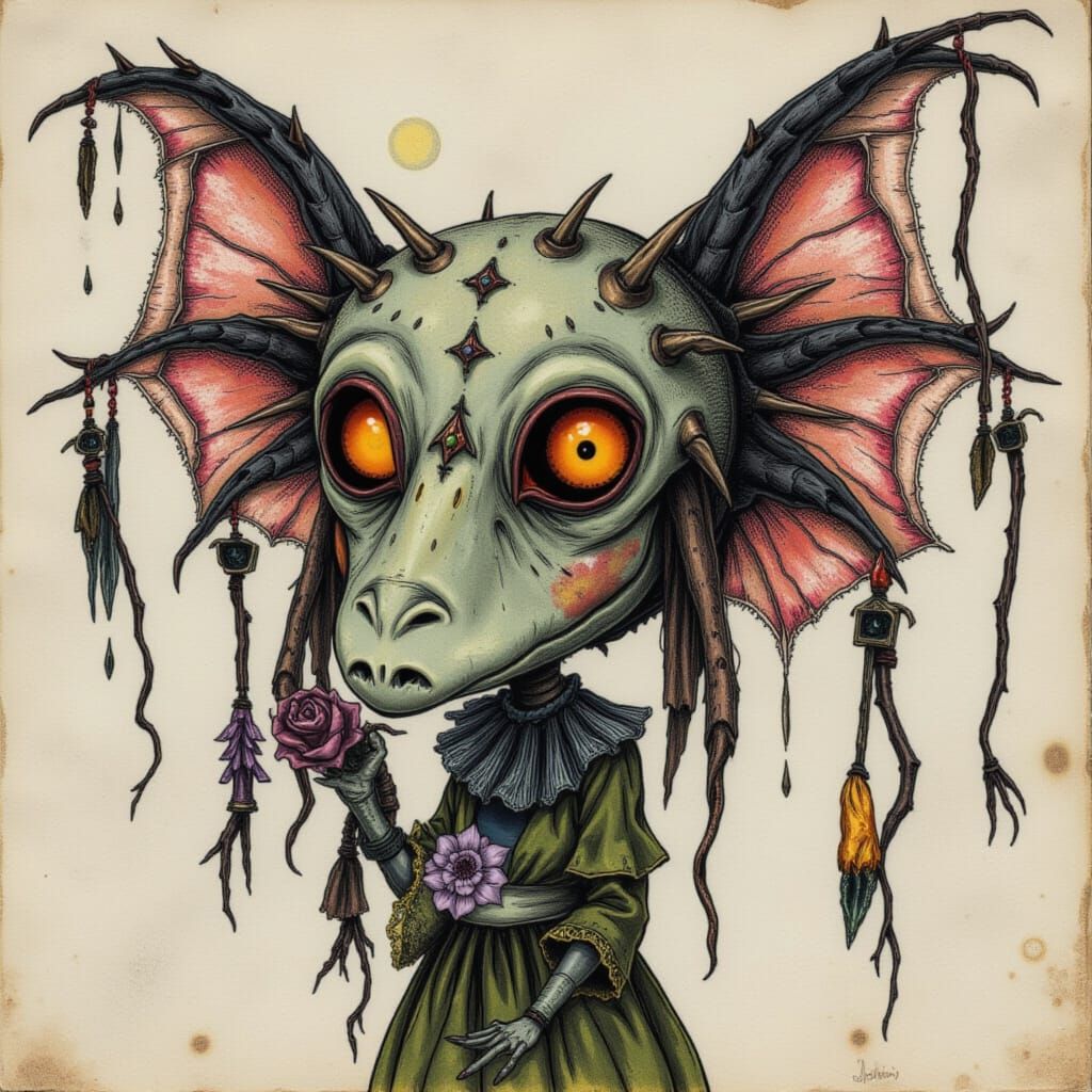 <lora:GN RetroAlienPets:1.0> <lora:MH Floralings:1.0> <lora:...