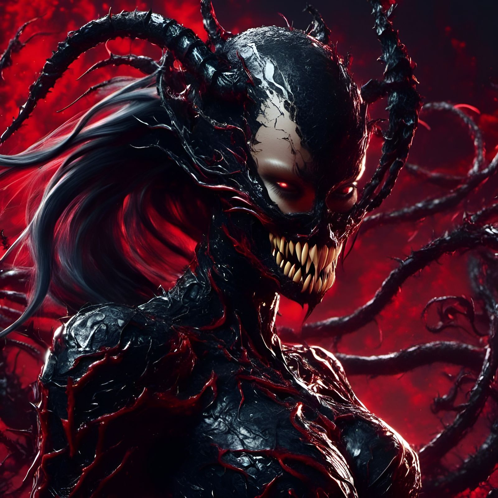 She Venom Portrait in Monster Style Digital Art