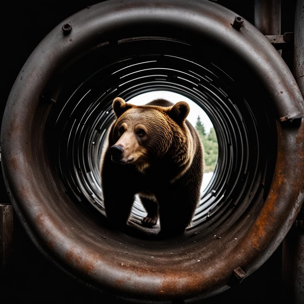 Obese Bear in Steel Tube: A Dark Perspective