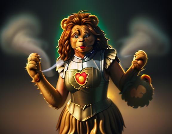 Cowardly Lion vs. Cheer Bear in Boxing Ring