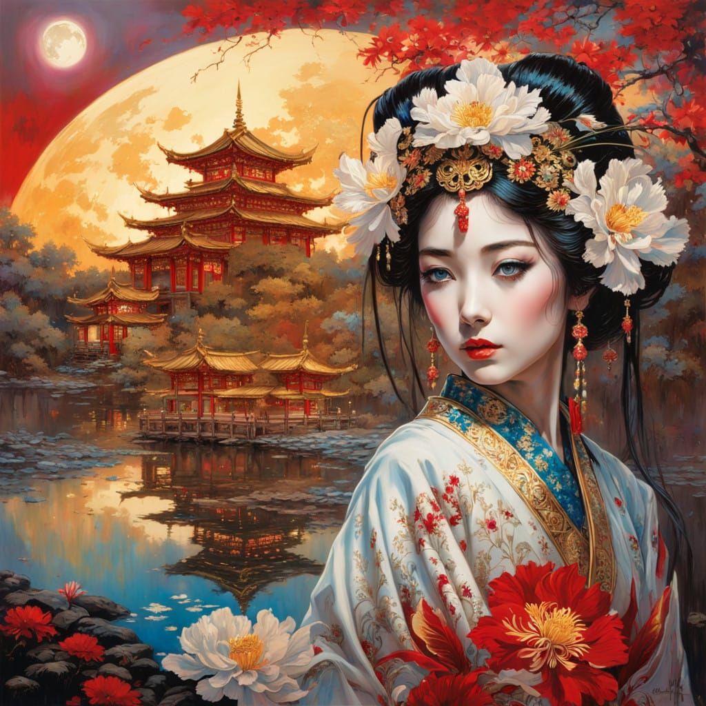Ethereal Geisha in Cosmic Wonderland
