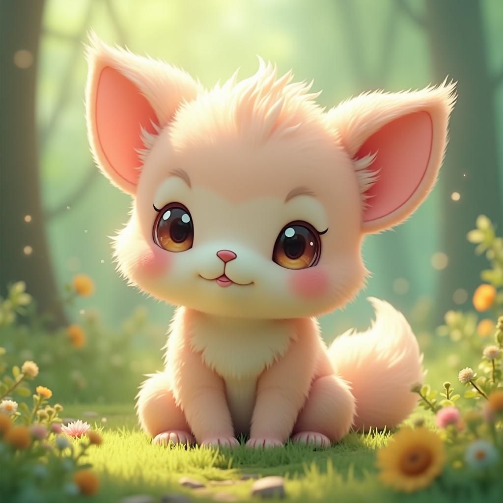 Pastel Furry Animal in Anime-Inspired 3D Art