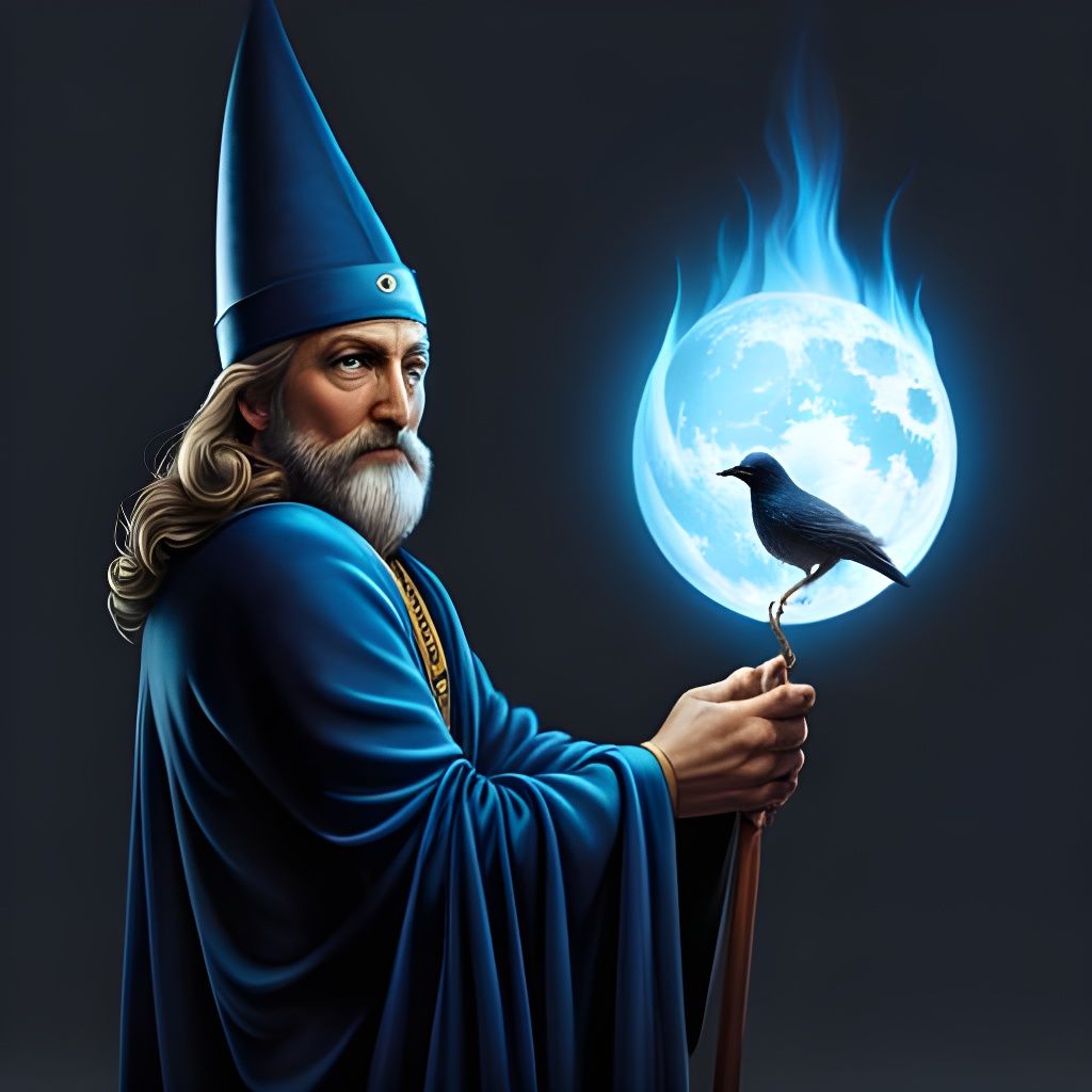 Enchanting Wizard with Raven in Detailed Digital Art