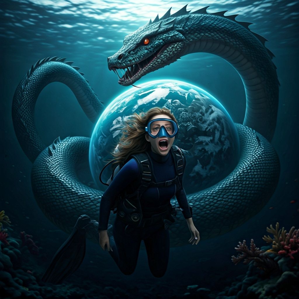 Screaming Scuba Diver Chased by Colossal Serpent