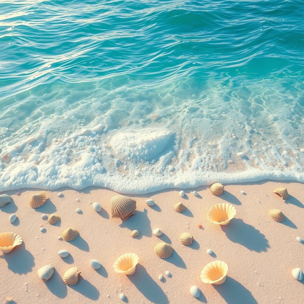 Serene Seashell Beach with Transparent Turquoise Water