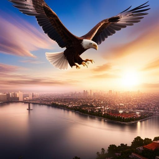 Eagle Over Porto Alegre: Detailed Matte Painting