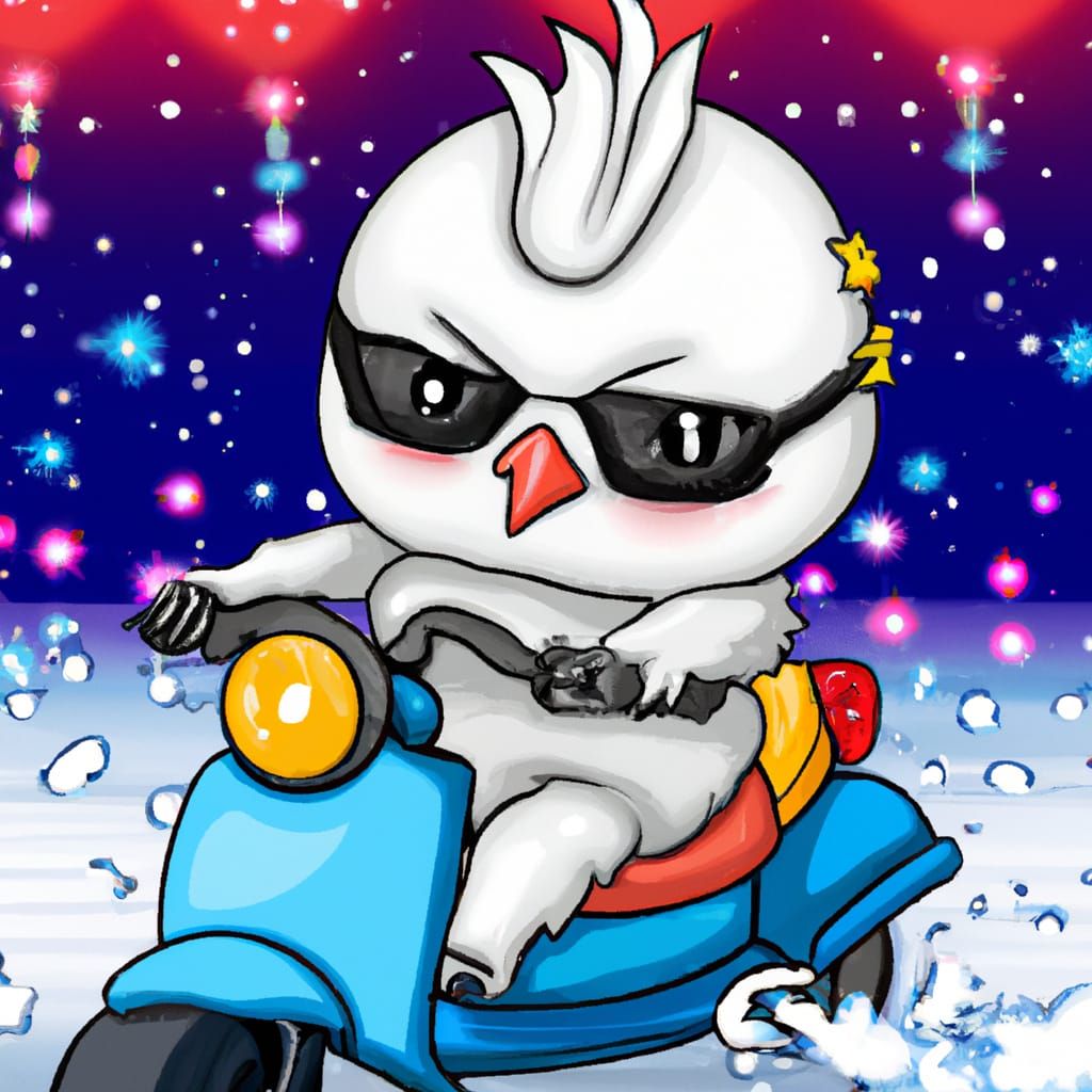 Angry Snow Bird on Motorcycle at Disco