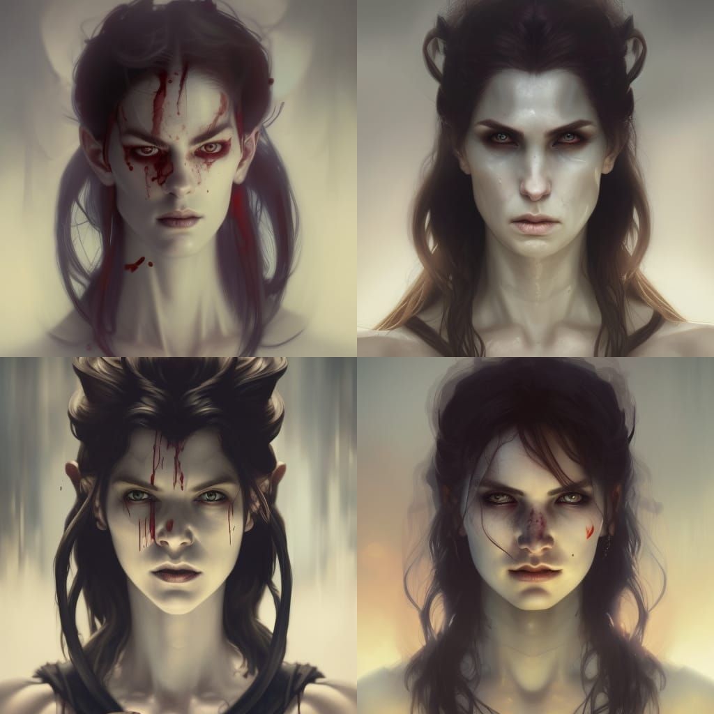 Detailed Portrait of a Bloodthirsty Vampire