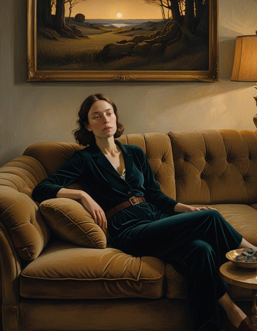 Woman Lost in Thought in a Dreamy Atmosphere