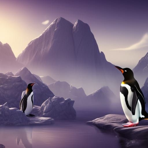 Penguins in Suits: Detailed Matte Painting