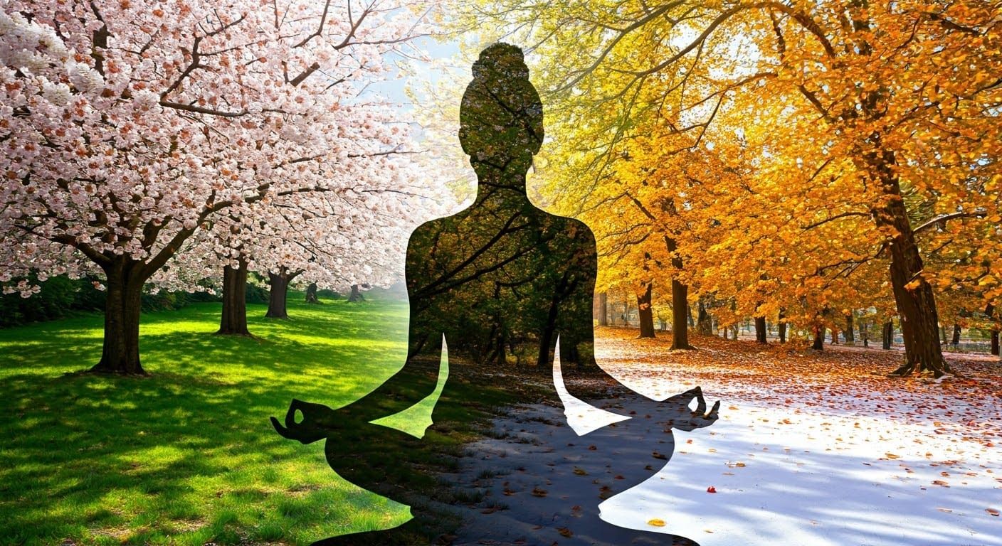 Meditative Silhouette Amidst the Four Seasons