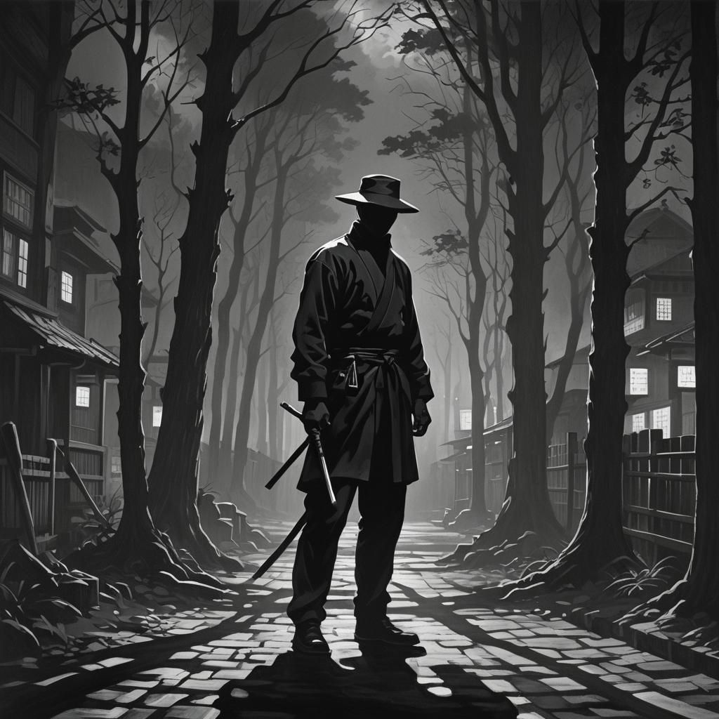 Ninja Shadow in Post-Impressionistic Film Noir