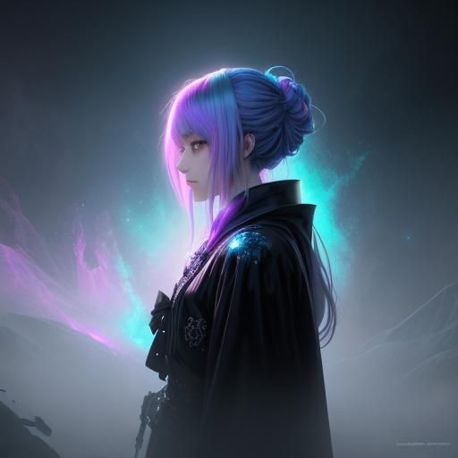 Eerie Halloween Anime Girl in Pastel Digital Art