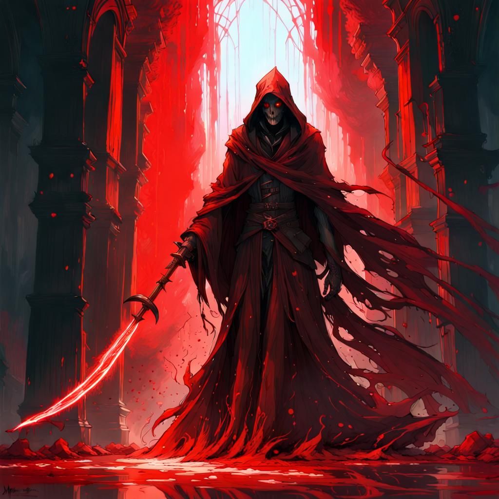 Bioluminescent Grim Reaper with Death Scythe