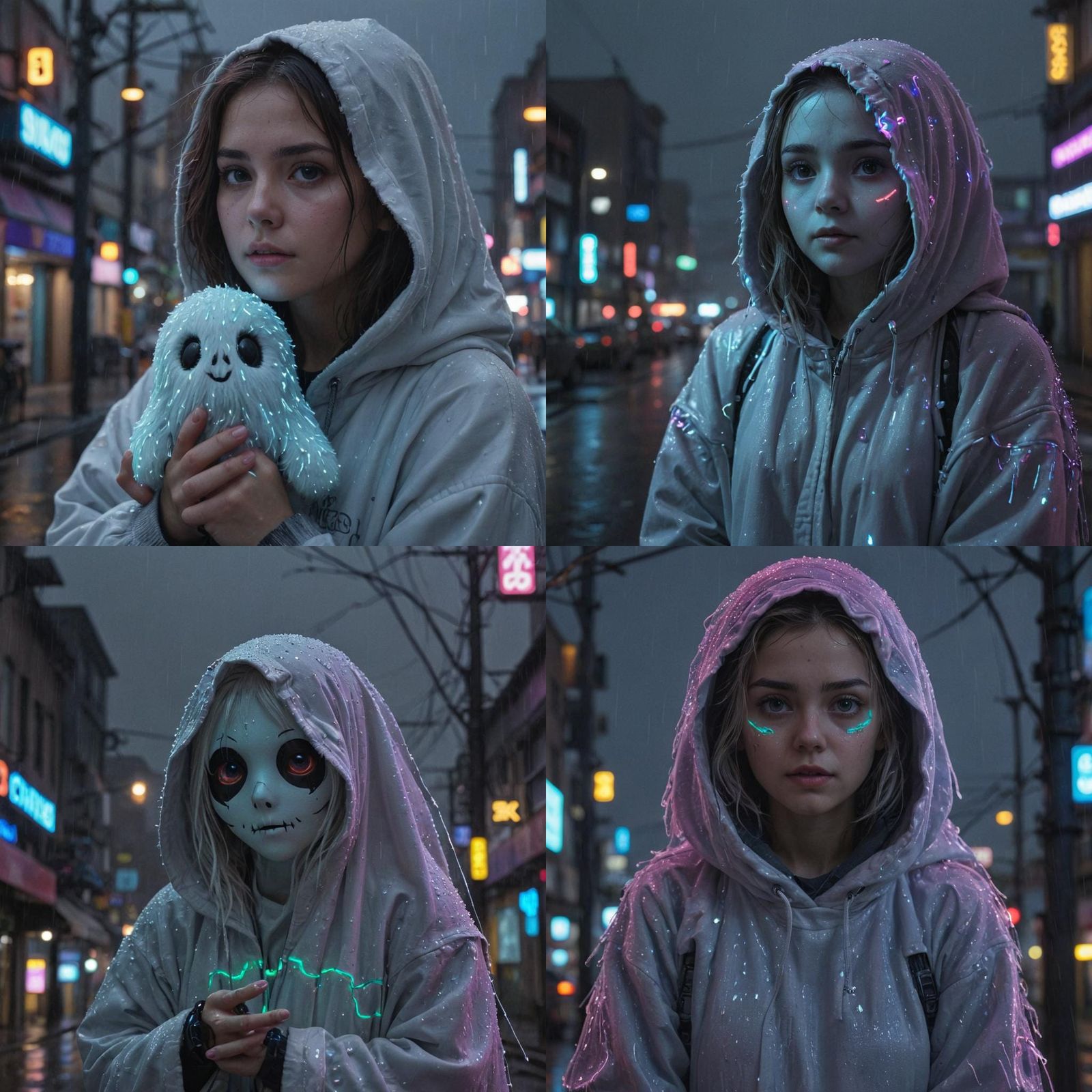 Neon Ghost Portrait in Cyberpunk Style