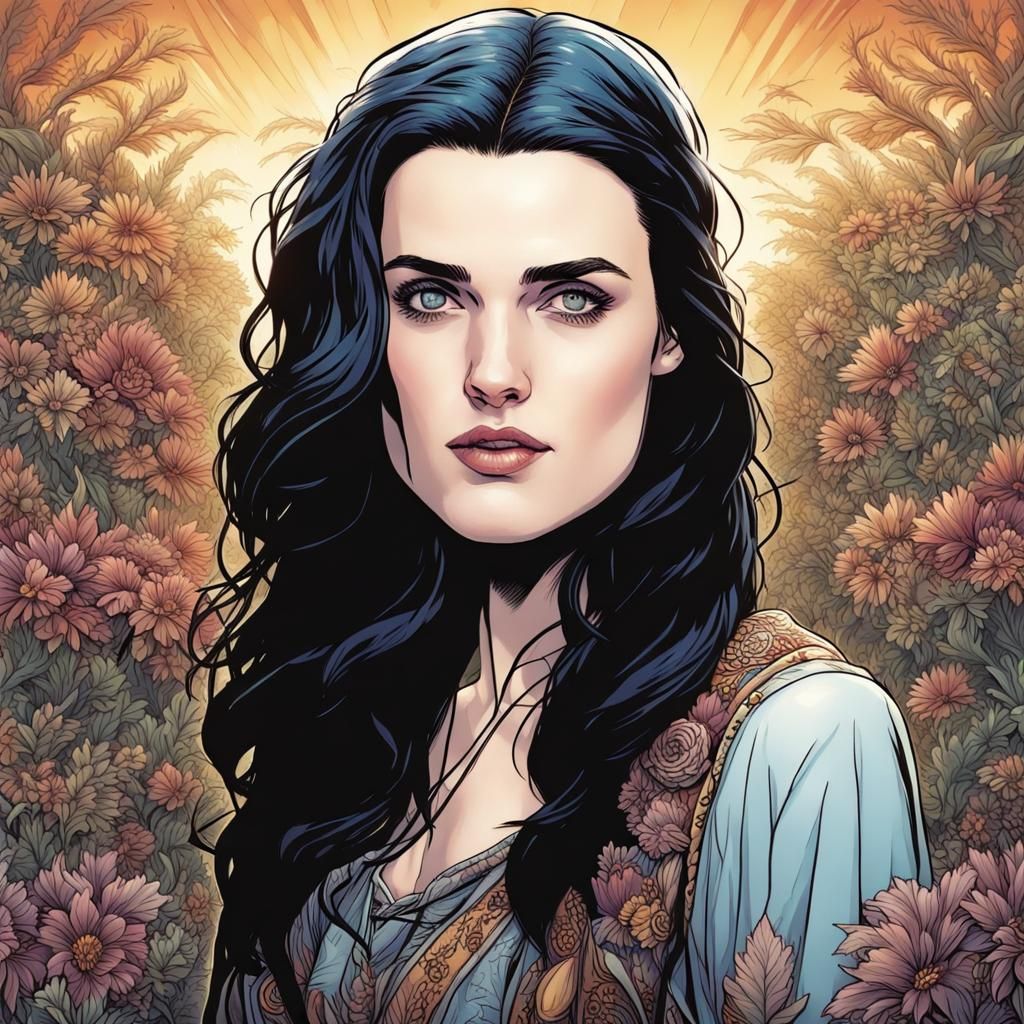 Friendly Hippie Girl Comic Book Art