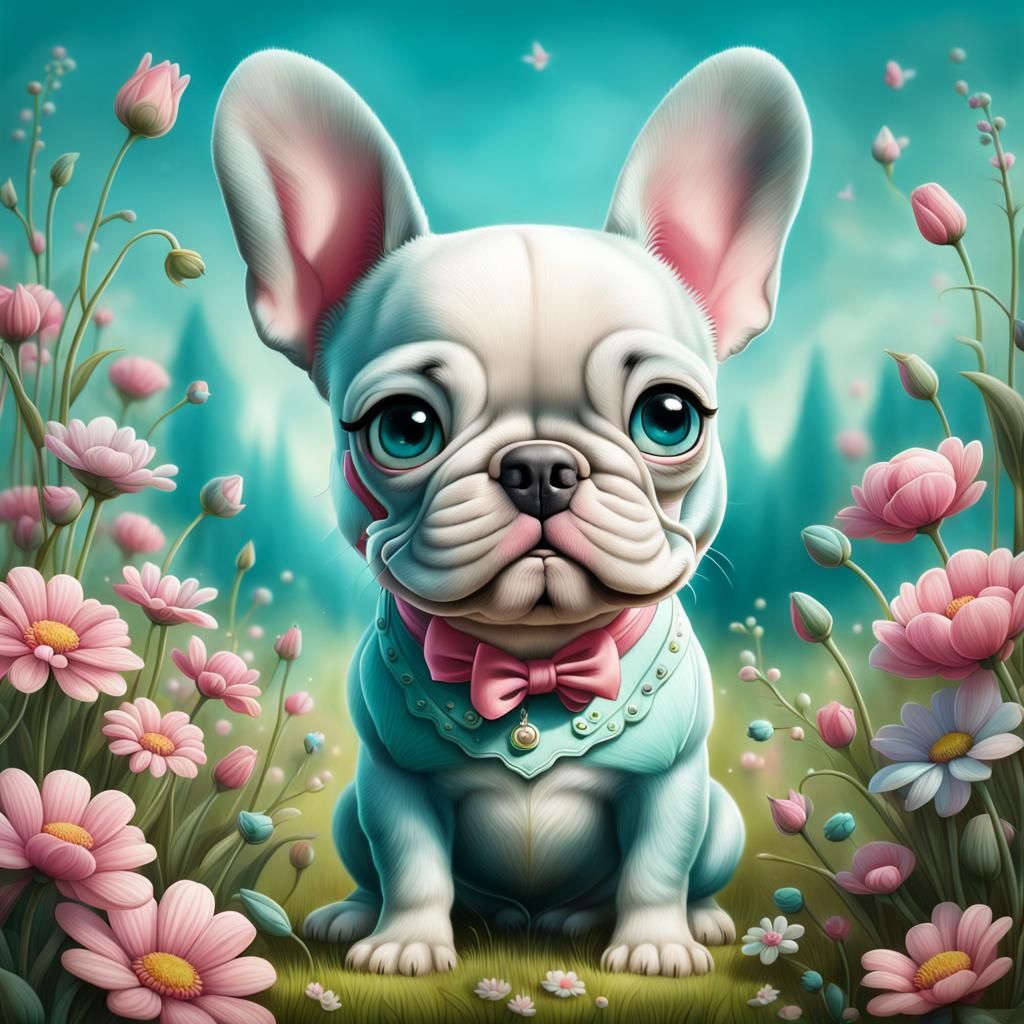 Whimsical French Bulldog Cartoon in Ceccoli Style
