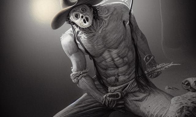 Undead Cowboy Portrait in Dark Fantasy World