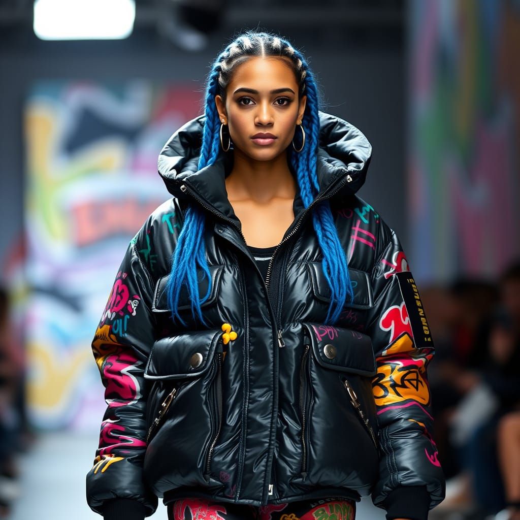 Edgy Cyberpunk Goddess Strolls Down the Catwalk in Oversized...