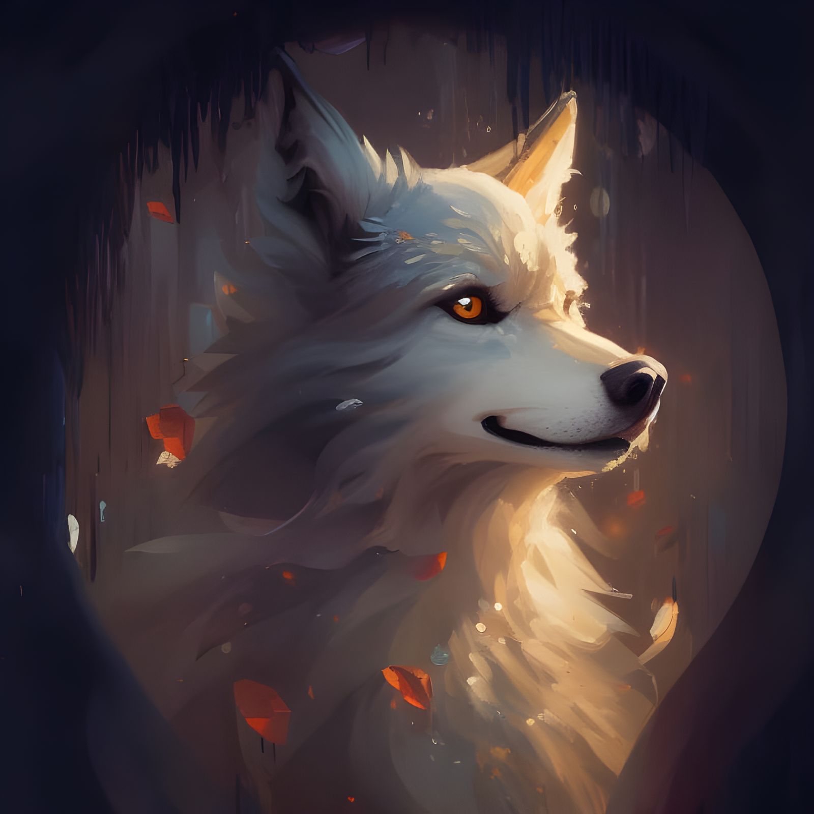 Adorable Wolf in Oil Painting Style