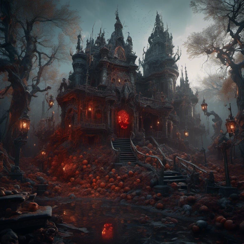 Hyperreal Pinhead in Tortured Horror Setting