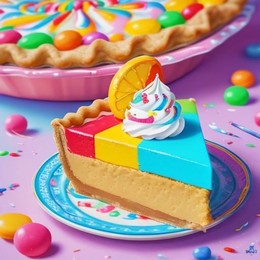 Whimsical Candy Art Pie in Hyperrealistic Detail