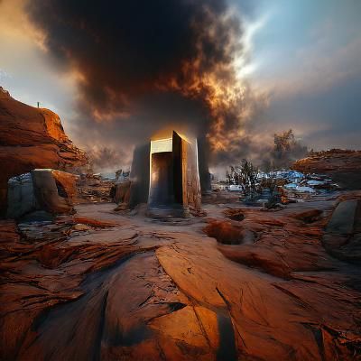 Desolate Wasteland Monolith: Hyperrealistic 3D Concept Art