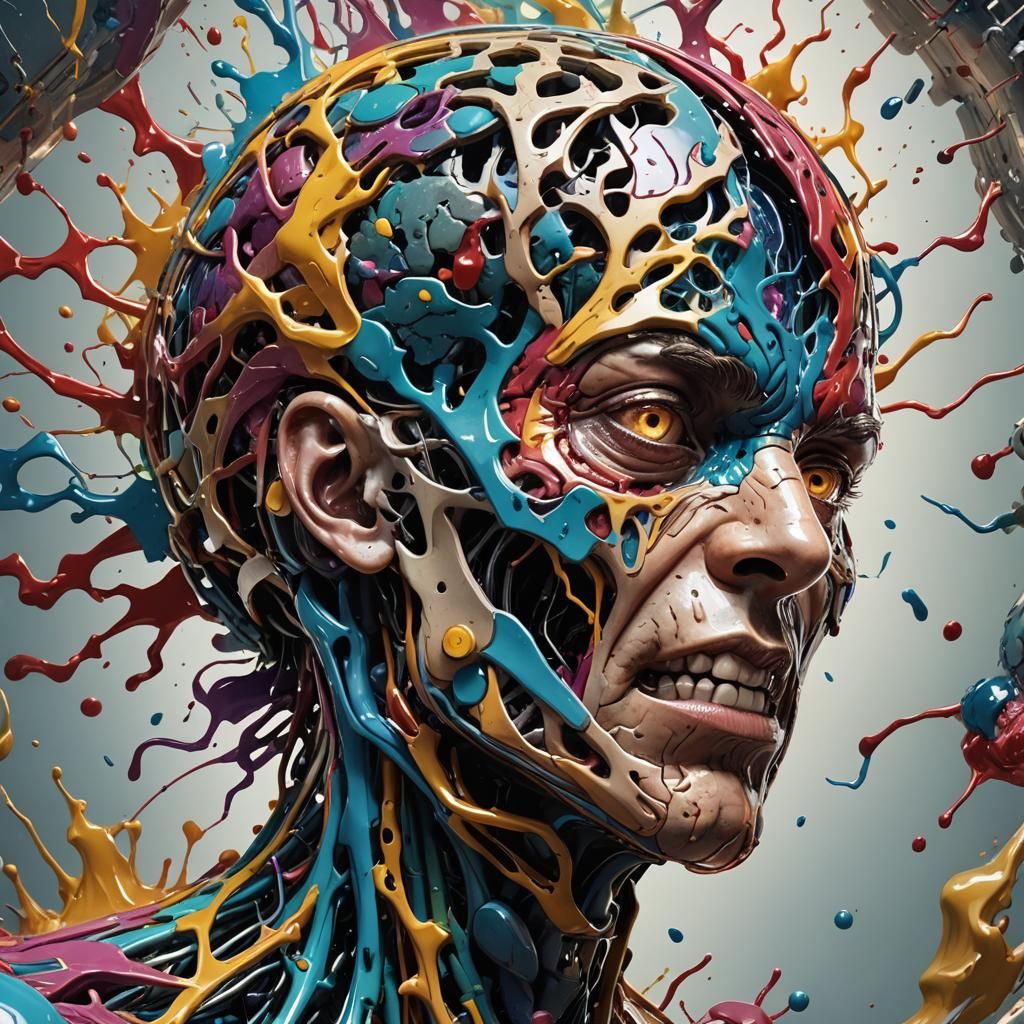 Intricate Bionic Brain Splash Art Concept