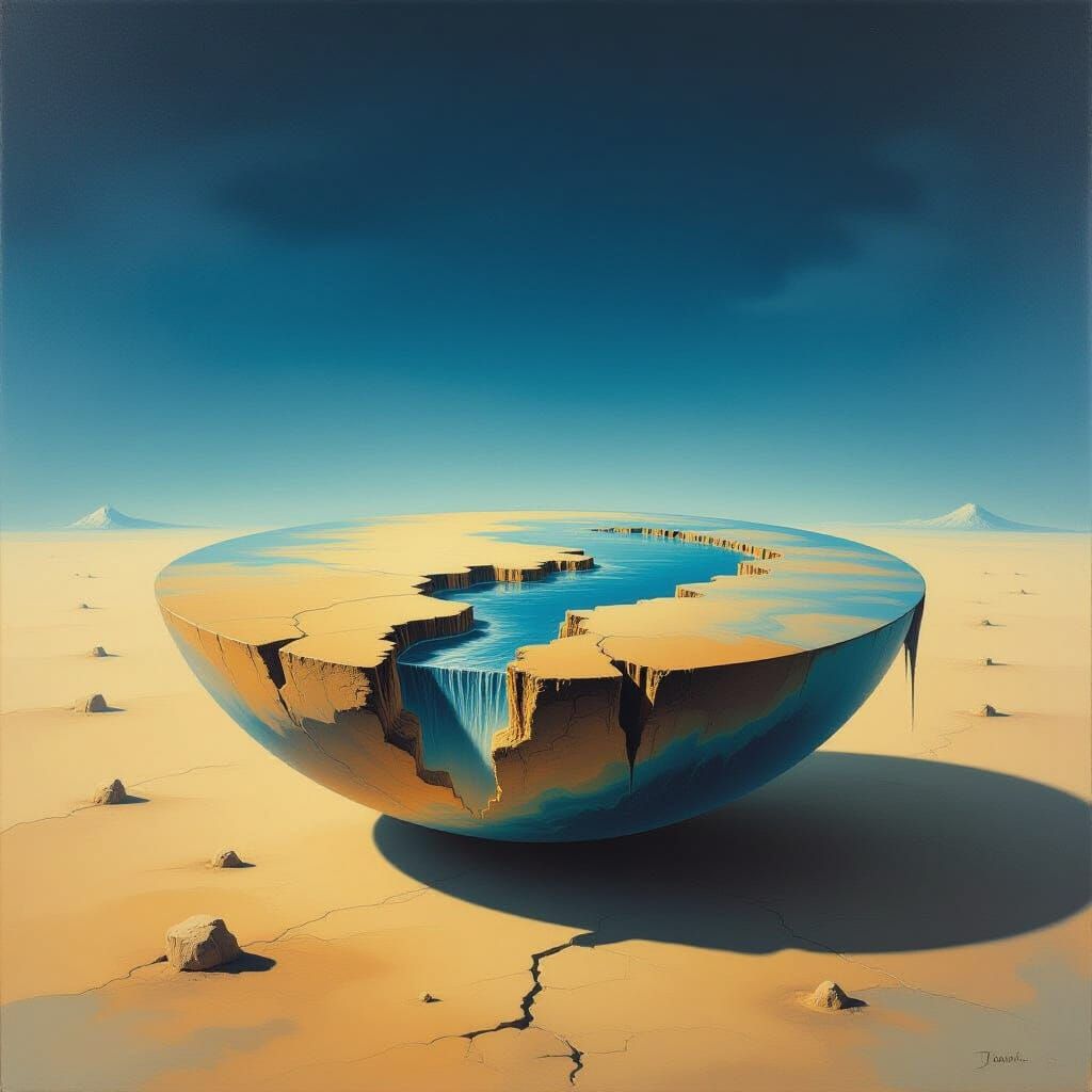 Surreal Flat Earth Melting Like Dali Clock