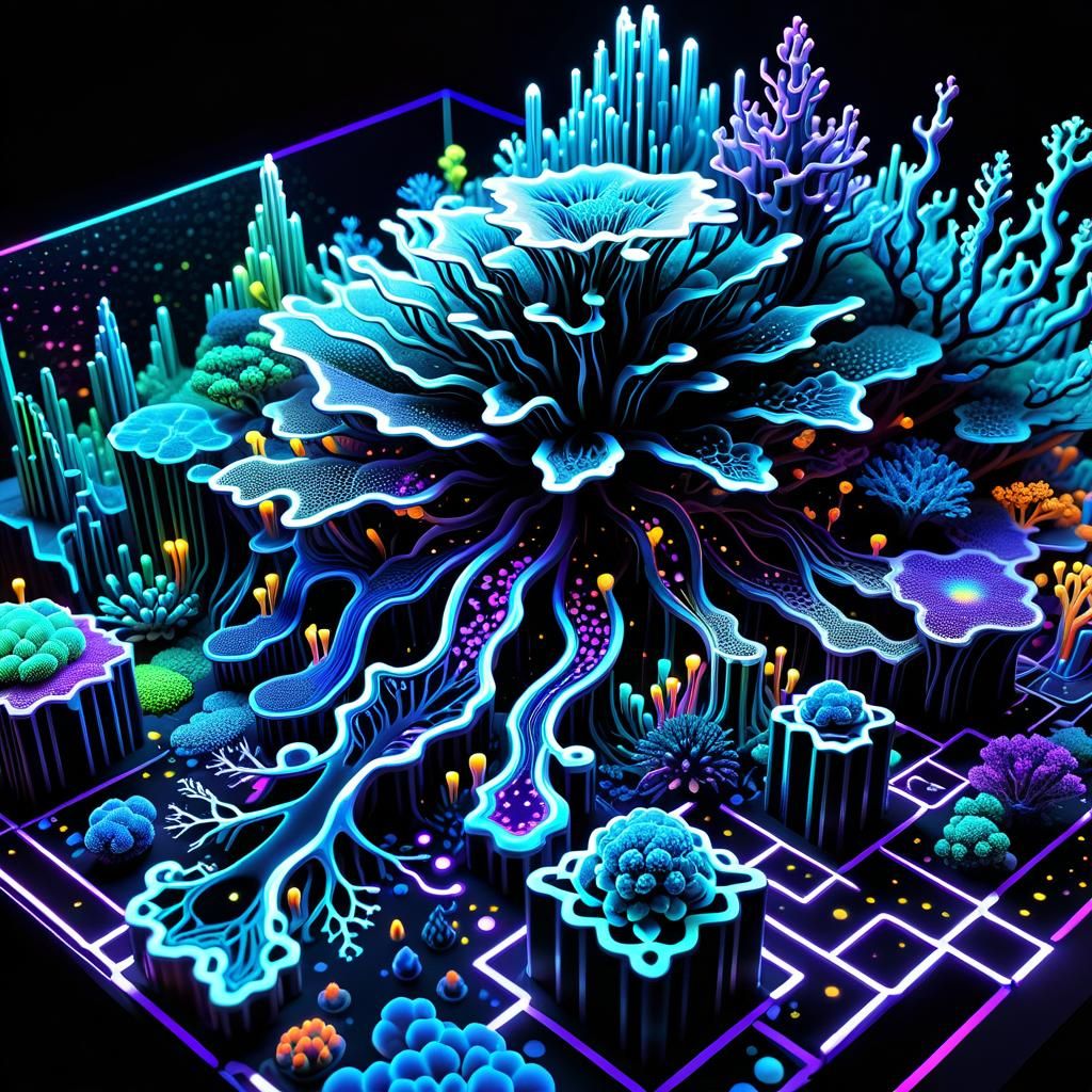 Isometric Amoeba Chart in Double Exposure Art