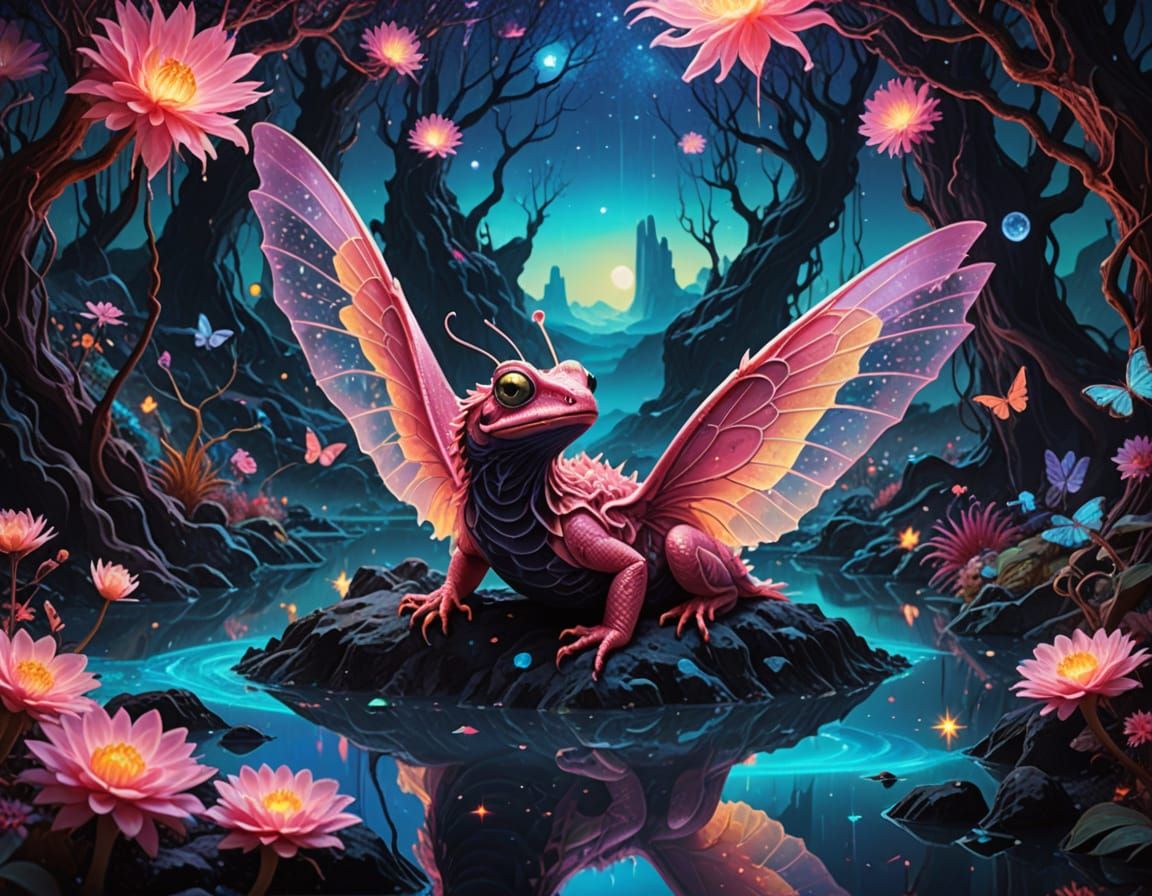 Dreamlike Surrealism: Serpents, Toads, and Moths in a Cosmic...