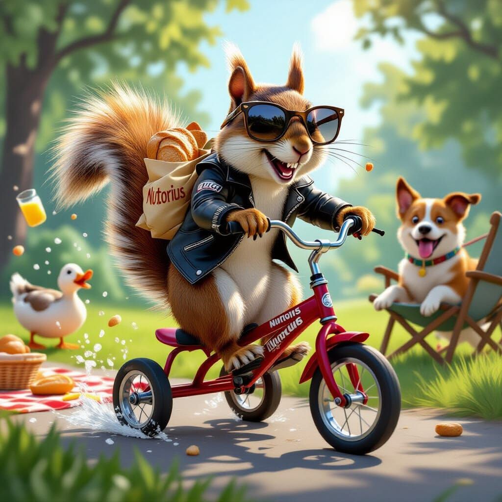 Squirrel's Wild Getaway on Tricycle: Cartoon Adventure