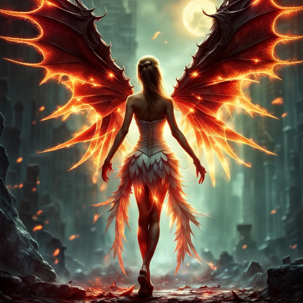 Winged Woman: Fantasy Art with Devil Wings