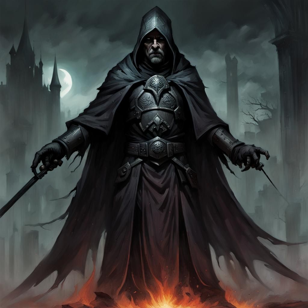 Eerie Grimdark Scene in Graphic Novel Style