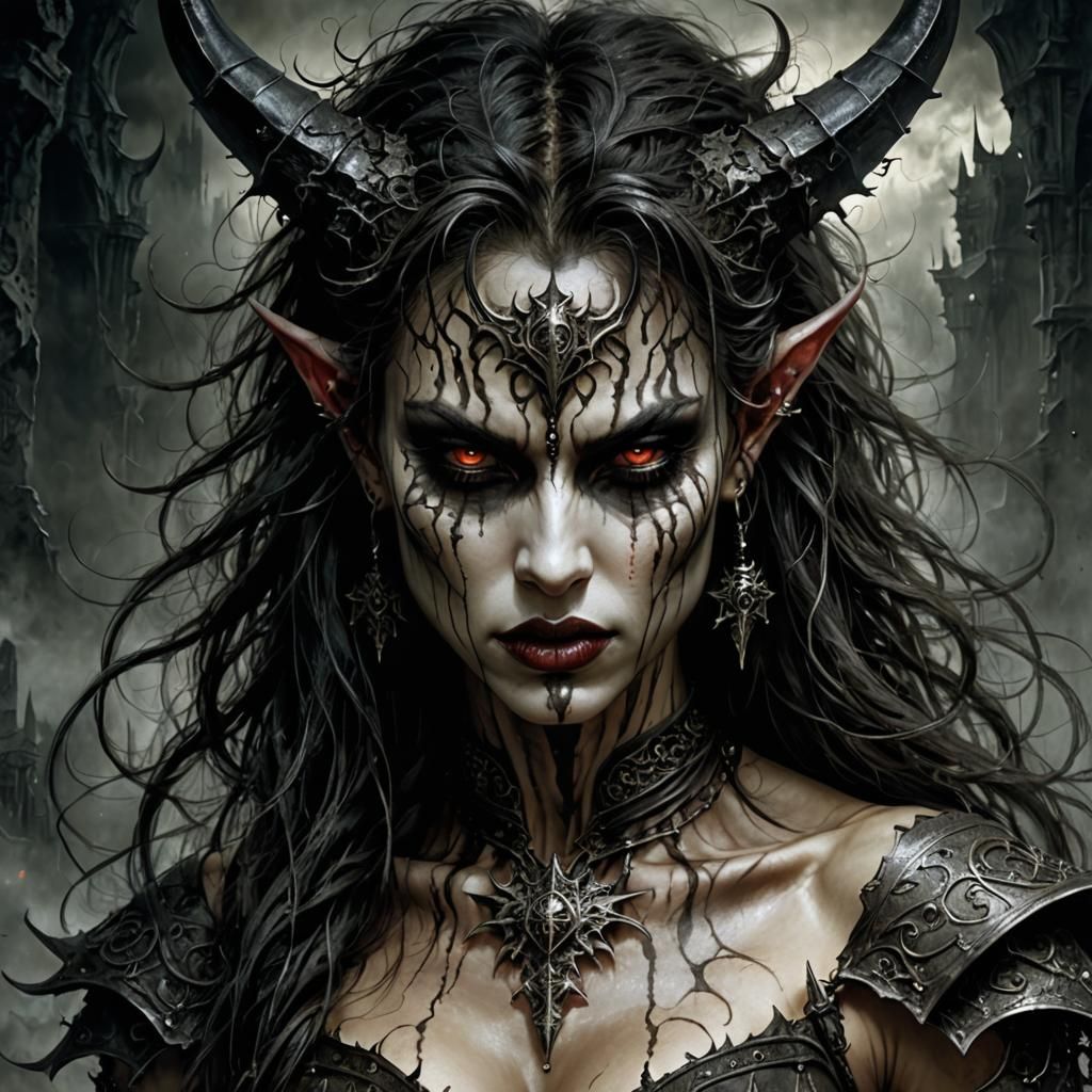 Scarred Demon Beauty in Luis Royo Style