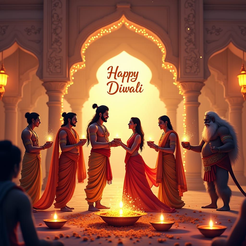 Diwali Celebration with Rama: A Fantasy Matte Painting